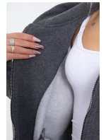 Zateplená dlouhá mikina v grafitová melanž