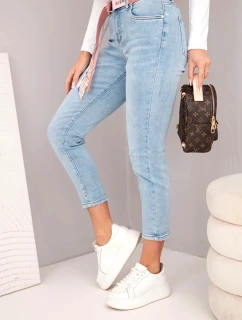 Dámské džíny s vysokým pasem a páskem, modré