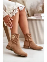 Dámské Botky Na Zip S Ozdobným Detalem Eko Semišové Béžové Lerioria