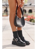 Lakované Boty Se Ponožkou A Přezkou Černé MR880-076