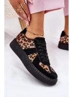 Dámské Tenisky S Leopardím Vzorem Na Platformě Černé Nativira