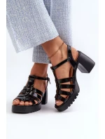 Dámské lakované sandály na vysokém podpatku, Black Aninifer