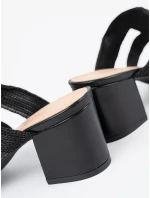 Zajímavé dámské  sandály černé na širokém podpatku