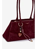 Eko semišová kabelka s přívěskem Bordová Nelina