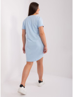 Světle modré základní bavlněné šaty plus velikosti