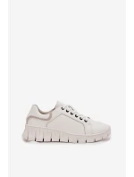 Dámské kožené polobotky se šněrováním Vinceza – bílé