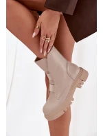 Dámské zateplené workery na zip z eko kůže Jezzi Mailyra – světle béžové