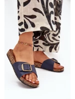 Dámské Sandály Na Korkové Platformě S Přezkou Modré Vianara