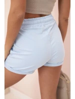 Dámské bavlněné šortky s gumičkou a zavazováním v pase modré