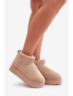 Dámské Sněhule Na Platformě Zateplené Kožíškem Béžové Xamella