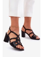 Dámské Sandály Na Podpatku Sergio Leone SK884 Černé
