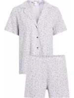 Dámské pyžamo WOVEN SHORT SET 000QS6967E LNU sv. fialové - Calvin Klein Dámské pyžamo WOVEN SHORT SET 000QS6967E LNU sv. fialové - Calvin Klein