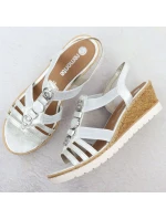 Dámské stříbrné sandály na podpatku s elastickými pásky Remonte R6264-92