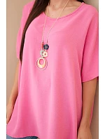 Halenka oversize s přívěskem růžová