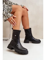 Dámské boty z eko kůže na zip s ozdobnými detaily černé Reritha Dámské boty z eko kůže na zip s ozdobnými detaily černé Reritha