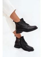 Zateplené kožené dámské boty na nízkém podpatku Vinceza 39953 Černé Zateplené kožené dámské boty na nízkém podpatku Vinceza 39953 Černé