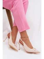 Dámské Sandály na Podpatku S Dekorativním Detalem Světle Béžové Lurella