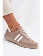 Zazoo N1068 Kožené Nízké Dámské Tenisky Tmavě Béžové