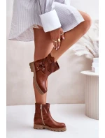 Kožené Dámské Kotníkové Boty Na Plochém Podpatku Lewski Hnědé Kožené Dámské Kotníkové Boty Na Plochém Podpatku Lewski Hnědé