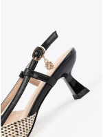 Jedinečné  lodičky dámské černé na širokém podpatku