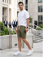 Pánské teplákové kraťasy s tkaničkou, khaki, FashionStreet SX2627