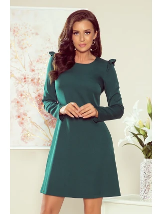 Zelené dámské trapézové šaty s volánky model 7785794 Zelené dámské trapézové šaty s volánky model 7785794