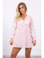 Šaty s ozdobnými volánky pudrově růžové Šaty s ozdobnými volánky pudrově růžové