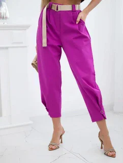 Kalhoty Summer Punto se zapínáním na nohavice tmavě fialová