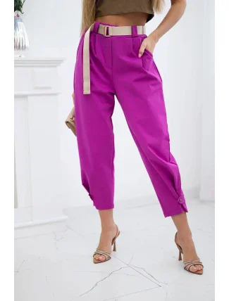 Kalhoty Summer Punto se zapínáním na nohavice tmavě fialová
