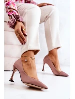 Módní kožené boty na jehlách růžové Tamira Módní kožené boty na jehlách růžové Tamira