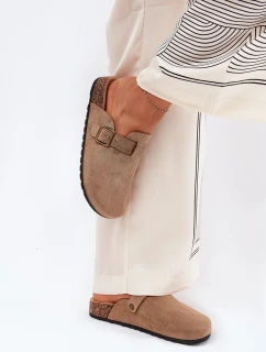 Dámské nazouváky a na platformě s přezkou khaki Selio