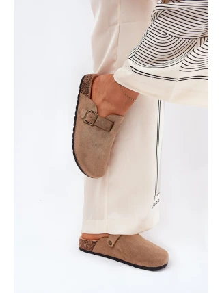 Dámské nazouváky a na platformě s přezkou khaki Selio