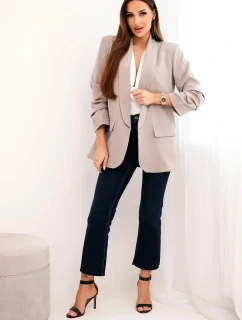 Sako s klopami elegantní tmavě béžové