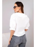 Dámská bavlněná halenka s volánkem a vázáním bílá