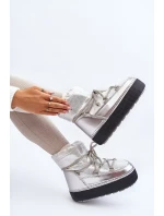 Dámské zimní boty se stříbrným šněrováním Toolsa