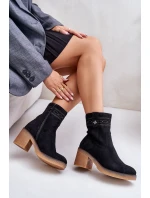 Zateplené dámské boty na podpatku černé Vailia