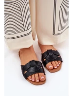 Ploché Dámské Pantofle S Proplétajícími Se Pásky Černé Selaenor