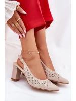 Děrované Sandály S Špičatými Nosy Na Podpatku Béžové Sergio Leone SK163 Děrované Sandály S Špičatými Nosy Na Podpatku Béžové Sergio Leone SK163