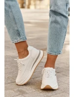 Kožené Dámské Tenisky Na Platformě Big Star RR274A333 Bílé Kožené Dámské Tenisky Na Platformě Big Star RR274A333 Bílé