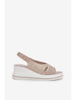 Dámské Kožené Sandály Na Klínu S.Barski LR51-660 Zlaté