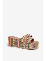 Dámské Pantofle Na Klínu S Pletením A Dekorací Multikolor Isolene