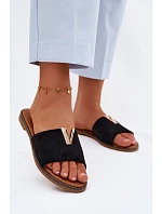 Dámské ploché nazouváky s ozdobným detailem V Černé Nelmira