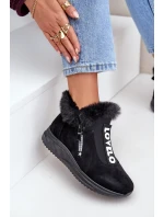 Dámské kotníkové tenisky s kožíškem černé Zeriana