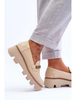 Módní mokasíny na platformě s ozdobou Laura Messi 2600 béžová