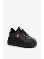 Sneakersy Dámské Sportovní Boty Zateplené Na Masivní Podešvi Černé Ardiela Sneakersy Dámské Sportovní Boty Zateplené Na Masivní Podešvi Černé Ardiela