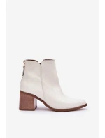 Botky Na Podpatku Přírodní Kůže Zazoo 3673 Bílé