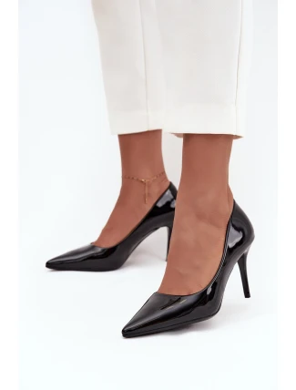 Lakované Eko Kožené Dámské Lodičky S Špičatými Nosky Černé Jadira