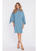 M908 Šaty s ozdobnými širokými rukávy - nebesky modré M908 Šaty s ozdobnými širokými rukávy - nebesky modré