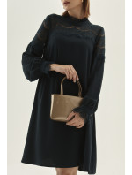 Monnari Šaty Černé šaty s krajkovým panelem Multi Turqoise