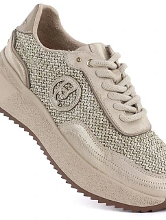 Dámské pletené kožené tenisky zlaté Gino Fabiani OL39-5 GOLD